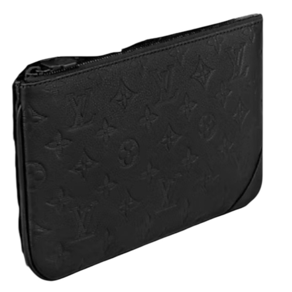 New Louis Vuitton Black embossed Monogram Shadow Calf leather pouch - Picture 9 of 16